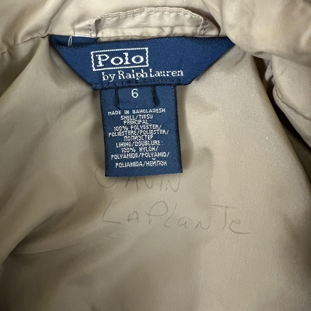 Vintage Polo Ralph Lauren Jacket Kids Size 6 Beige Hooded Zip Up Windbreaker - Picture 3 of 9